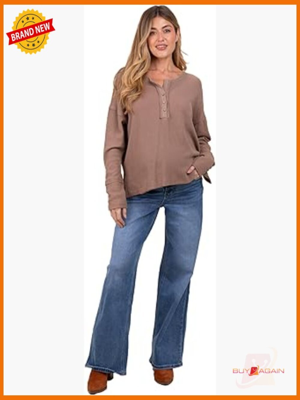Wide Leg Maternity Jeans with Pull On Closure